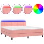 Cama box spring colchón y LED terciopelo rosa 180x200 cm de vidaXL, Camas y somieres - Ref: Foro24-3134422, Precio: 498,81 €,...