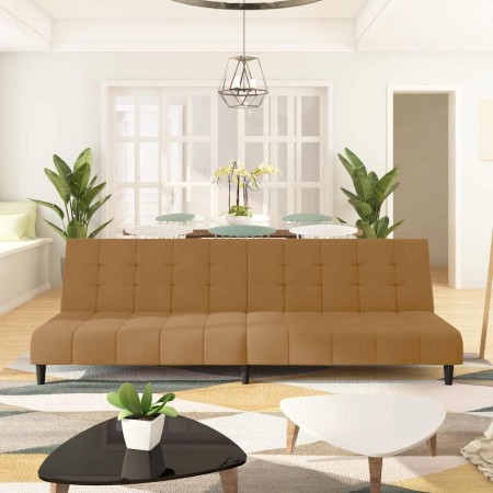Sofá cama de 2 plazas terciopelo marrón en Sofás | Comprar online en Foru.es