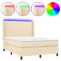 Cama box spring colchón y luces LED tela crema 140x200 cm de vidaXL, Camas y somieres - Ref: Foro24-3138162, Precio: 524,51 €...