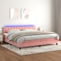 Cama box spring colchón y LED terciopelo rosa 200x200 cm de vidaXL, Camas y somieres - Ref: Foro24-3134668, Precio: 550,62 €,...
