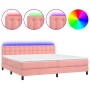 Cama box spring colchón y LED terciopelo rosa 200x200 cm de vidaXL, Camas y somieres - Ref: Foro24-3134668, Precio: 550,62 €,...