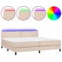 Cama box spring colchón LED cuero sintético capuchino 200x200cm de vidaXL, Camas y somieres - Ref: Foro24-3134188, Precio: 57...
