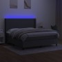 Cama box spring colchón y luces LED tela gris oscuro 160x200 cm de vidaXL, Camas y somieres - Ref: Foro24-3138166, Precio: 58...