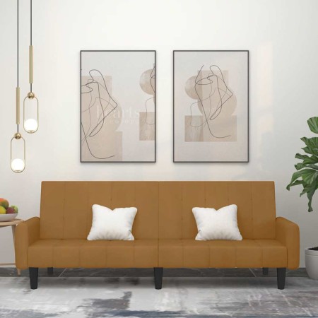 Sofá cama de 2 plazas terciopelo marrón en Sofás | Comprar online en Foru.es