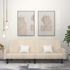 Sofá cama de 2 plazas terciopelo color crema en Sofás | Comprar online en Foru.es