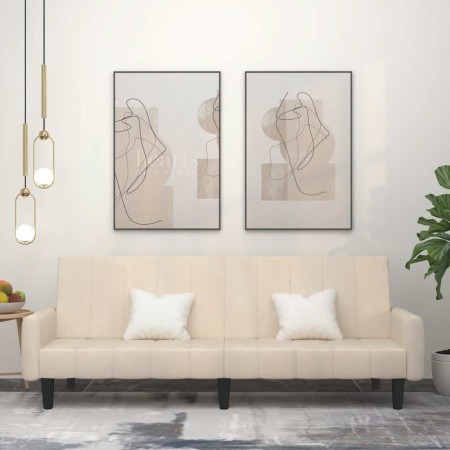 Sofá cama de 2 plazas terciopelo color crema en Sofás | Comprar online en Foru.es