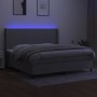 Cama box spring con colchón tela y LED gris claro 200x200 cm de vidaXL, Camas y somieres - Ref: Foro24-3138181, Precio: 708,8...