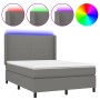Cama box spring colchón y luces LED tela gris oscuro 140x190 cm de vidaXL, Camas y somieres - Ref: Foro24-3138150, Precio: 55...