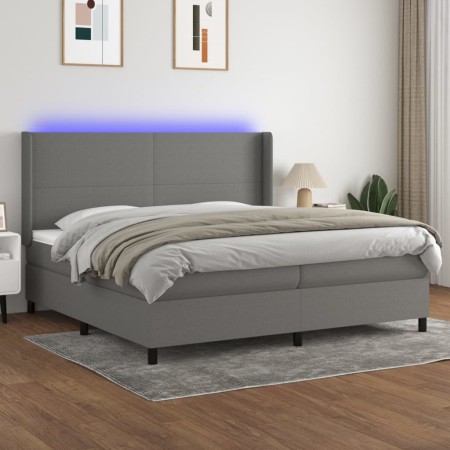 Cama box spring colchón y luces LED tela gris claro 200x200 cm de vidaXL, Camas y somieres - Ref: Foro24-3138182, Precio: 683...