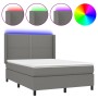 Cama box spring colchón y luces LED tela gris oscuro 140x200 cm de vidaXL, Camas y somieres - Ref: Foro24-3138238, Precio: 48...