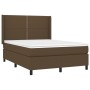 Cama box spring colchón luces LED tela marrón oscuro 140x190 cm de vidaXL, Camas y somieres - Ref: Foro24-3138232, Precio: 49...