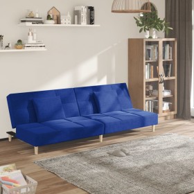 Sofá cama de 2 plazas con dos almohadas tela azul en Sofás | Comprar online en Foru.es