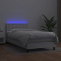Cama box spring y colchón LED cuero sintético blanco 90x200 cm de vidaXL, Camas y somieres - Ref: Foro24-3134202, Precio: 300...