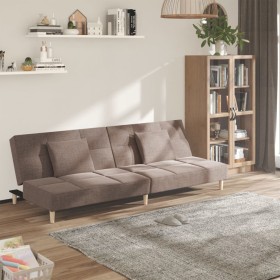 Sofá cama de 2 plazas con dos almohadas tela gris taupe en Sofás | Comprar online en Foru.es