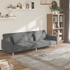 Sofá cama de 2 plazas con dos almohadas tela gris claro en Sofás | Comprar online en Foru.es