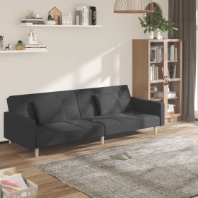 Sofá cama de 2 plazas con dos almohadas tela gris oscuro en Sofás | Comprar online en Foru.es