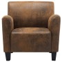 Sillón de piel de ante artificial marrón de vidaXL, Sillones - Ref: Foro24-248618, Precio: 290,80 €, Descuento: %