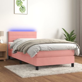 Cama box spring colchón y LED terciopelo rosa 80x200 cm de vidaXL, Camas y somieres - Ref: Foro24-3134434, Precio: 270,75 €, ...