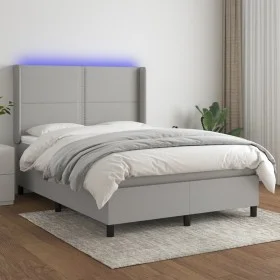 Cama box spring colchón y luces LED tela gris claro 140x200 cm de vidaXL, Camas y somieres - Ref: Foro24-3138237, Precio: 466...