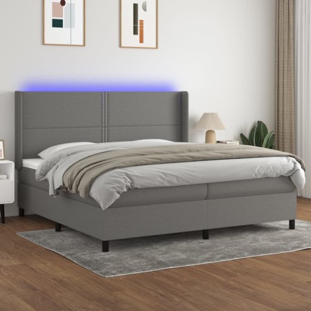 Cama box spring colchón y luces LED tela gris claro 200x200 cm de vidaXL, Camas y somieres - Ref: Foro24-3138262, Precio: 643...