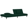 Sofá cama de 2 plazas con dos almohadas terciopelo verde oscuro en Sofás | Comprar online en Foru.es