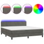 Cama box spring colchón y LED terciopelo gris oscuro 160x200 cm de vidaXL, Camas y somieres - Ref: Foro24-3134292, Precio: 47...