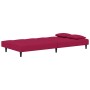 Sofá cama de 2 plazas con dos almohadas terciopelo rojo tinto en Sofás | Comprar online en Foru.es