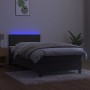Cama box spring colchón y LED terciopelo gris oscuro 90x200 cm de vidaXL, Camas y somieres - Ref: Foro24-3134442, Precio: 294...
