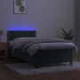 Cama box spring colchón y LED terciopelo verde oscuro 80x200 cm de vidaXL, Camas y somieres - Ref: Foro24-3134312, Precio: 25...