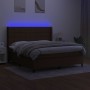 Cama box spring colchón luces LED tela marrón oscuro 180x200cm de vidaXL, Camas y somieres - Ref: Foro24-3138336, Precio: 625...