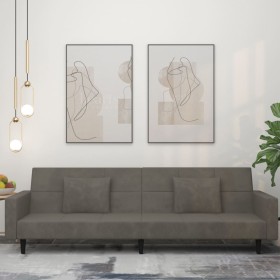 Sofá cama de 2 plazas con dos almohadas terciopelo gris oscuro en Sofás | Comprar online en Foru.es