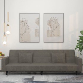 Sofá cama de 2 plazas con dos almohadas terciopelo gris oscuro en Sofás | Comprar online en Foru.es