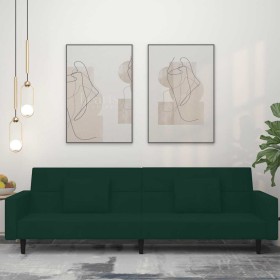 Sofá cama de 2 plazas con dos almohadas terciopelo verde oscuro en Sofás | Comprar online en Foru.es
