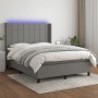 Cama box spring colchón y luces LED tela gris oscuro 140x190 cm de vidaXL, Camas y somieres - Ref: Foro24-3138310, Precio: 55...