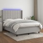 Cama box spring colchón y luces LED tela gris claro 140x200 cm de vidaXL, Camas y somieres - Ref: Foro24-3138317, Precio: 508...
