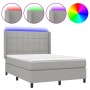 Cama box spring colchón y luces LED tela gris claro 140x200 cm de vidaXL, Camas y somieres - Ref: Foro24-3138317, Precio: 508...