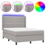 Cama box spring colchón y luces LED tela gris claro 140x190 cm de vidaXL, Camas y somieres - Ref: Foro24-3138389, Precio: 533...