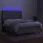Cama box spring colchón y luces LED tela gris claro 140x190 cm de vidaXL, Camas y somieres - Ref: Foro24-3138389, Precio: 533...