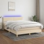 Cama box spring con colchón y LED tela crema 140x200 cm de vidaXL, Camas y somieres - Ref: Foro24-3133802, Precio: 452,06 €, ...