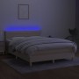 Cama box spring con colchón y LED tela crema 140x200 cm de vidaXL, Camas y somieres - Ref: Foro24-3133802, Precio: 452,06 €, ...