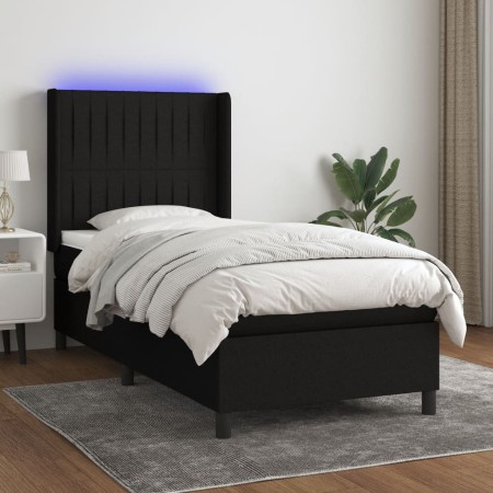 Cama box spring colchón y luces LED tela negro 90x190 cm de vidaXL, Camas y somieres - Ref: Foro24-3138439, Precio: 331,90 €,...