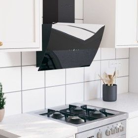 Campana extractora de pared acero vidrio templado negro 60 cm de vidaXL, Extractores - Ref: Foro24-51675, Precio: 175,57 €, D...