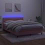 Cama box spring colchón y LED terciopelo rosa 140x190 cm de vidaXL, Camas y somieres - Ref: Foro24-3134464, Precio: 434,09 €,...
