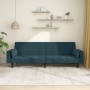 Sofá cama de 2 plazas con dos almohadas terciopelo azul en Sofás | Comprar online en Foru.es
