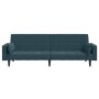 Sofá cama de 2 plazas con dos almohadas terciopelo azul en Sofás | Comprar online en Foru.es