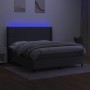 Cama box spring colchón y luces LED tela gris oscuro 180x200 cm de vidaXL, Camas y somieres - Ref: Foro24-3138494, Precio: 65...