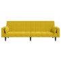 Sofá cama de 2 plazas con dos almohadas terciopelo amarillo en Sofás | Comprar online en Foru.es