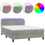 Cama box spring colchón y LED terciopelo gris claro 140x190 cm de vidaXL, Camas y somieres - Ref: Foro24-3134399, Precio: 451...