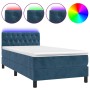 Cama box spring colchón y LED terciopelo azul oscuro 90x190 cm de vidaXL, Camas y somieres - Ref: Foro24-3134559, Precio: 301...