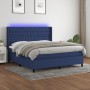 Cama box spring colchón y luces LED tela azul 160x200 cm de vidaXL, Camas y somieres - Ref: Foro24-3138571, Precio: 598,39 €,...